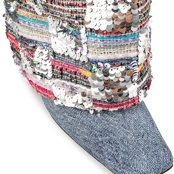 Women's sequined cowboy high boots - Picture 5 of 10